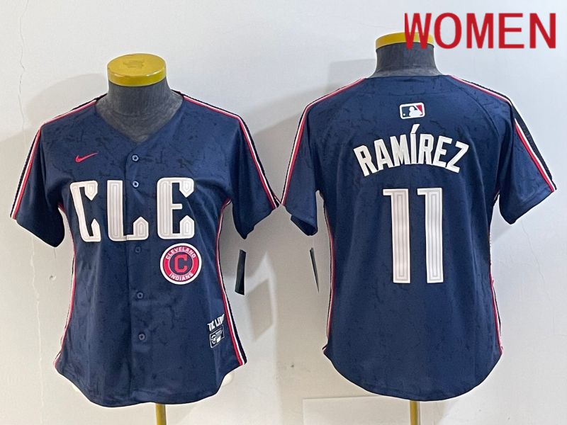 Women Cleveland Indians 11 Ramirez Blue City Edition Nike 2024 MLB Jersey style 6
